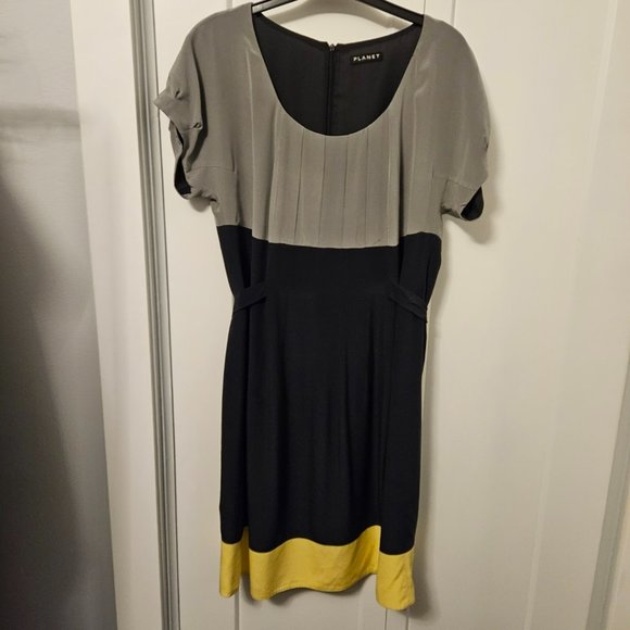 Planet Silk Navy & Gray Dress Size 16 - Picture 3 of 9